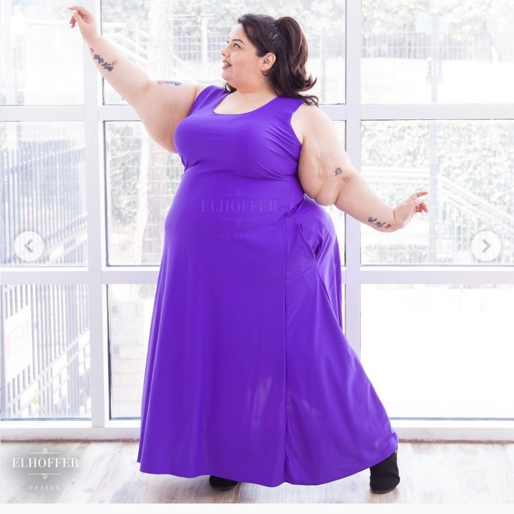 Ube Purple Essential Sleeveless Maxi Dress 4X Pockets Flare Skirt NWOT Elhoffer